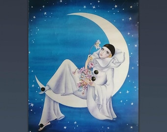 Original Vintage Poster Pierrot von Kostas - Monaco 1980 - Gedruckt in Italien RB/368