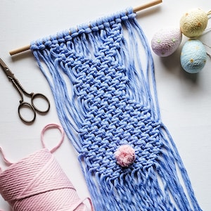 Macramé DIY KIT, Easter Bunny, Holiday, Craft, Decoration, Wall Hanging, Rabbit, Baby room, gift idea, Craft kit.