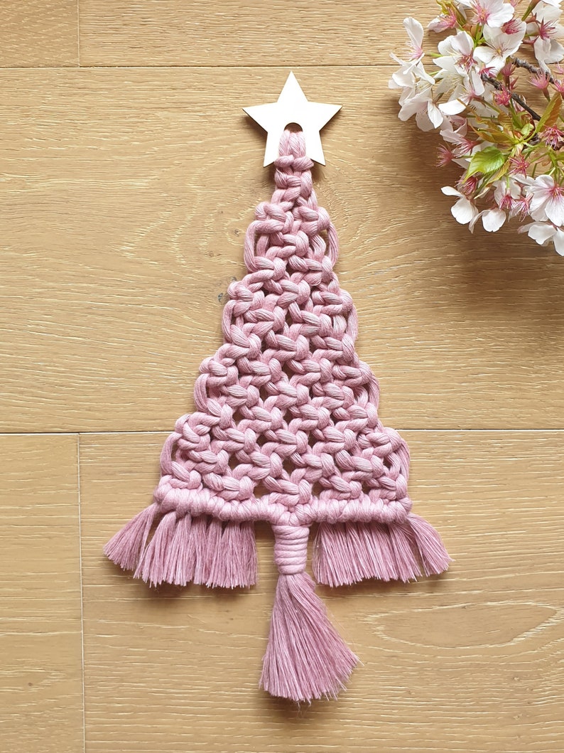 Macrame DIY KIT Christmas Tree with Wooden Star Holiday Etsy Macrame Christmas Tree