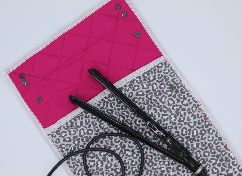 Grey Leopard Print Heat Resistant Mat And Travel Case For Hair Etsy