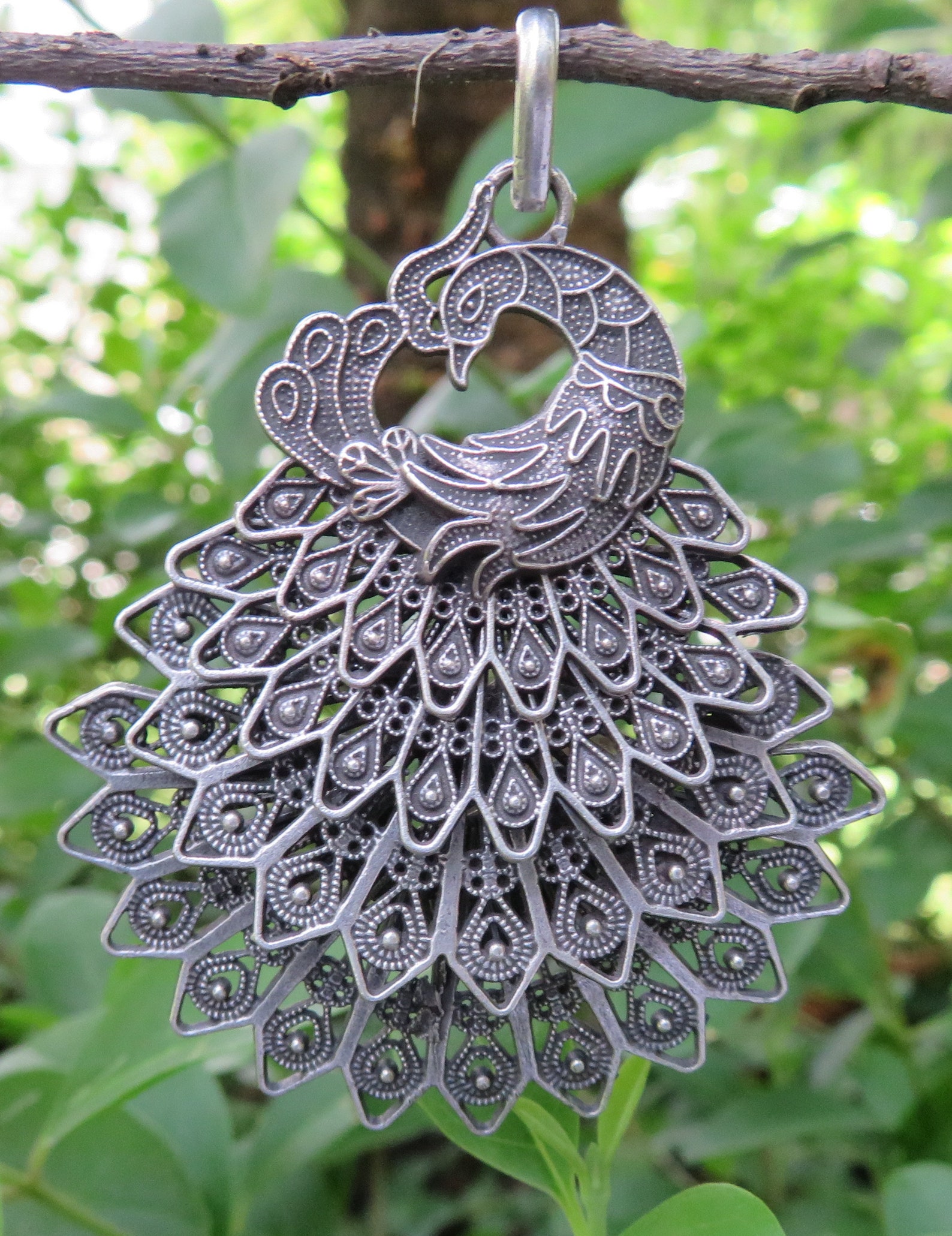 Peacock Feather Pendant 925 Sterling Silver Pendant Etsy UK