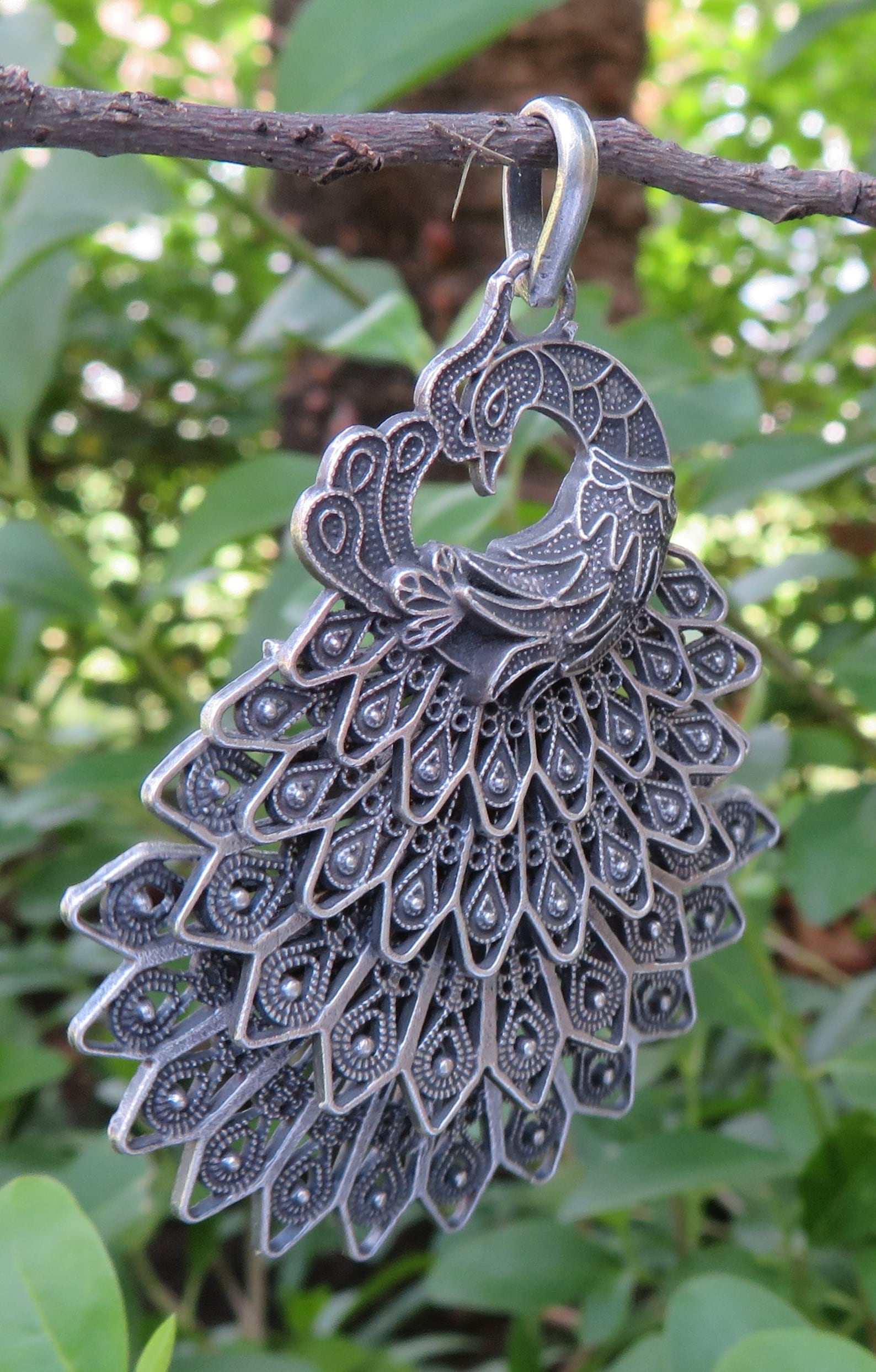 Peacock Feather Pendant 925 Sterling Silver Pendant Etsy UK