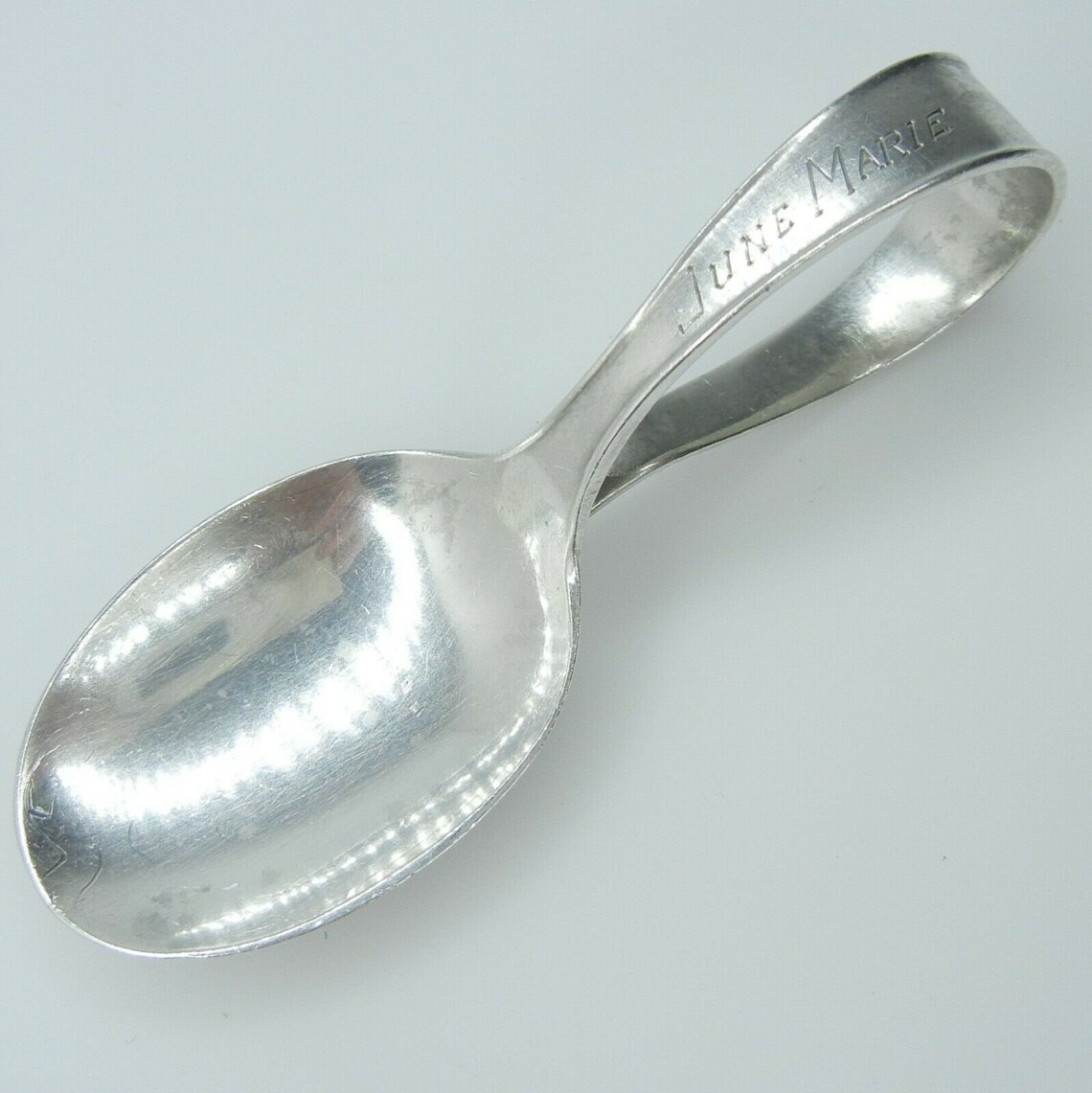 Vintage Reed & Barton Sterling Silver Curved Handle Baby Spoon Etsy