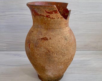 Vintage kruik van klei, rustieke boerderij Wabi-Sabi-decor (27 cm)