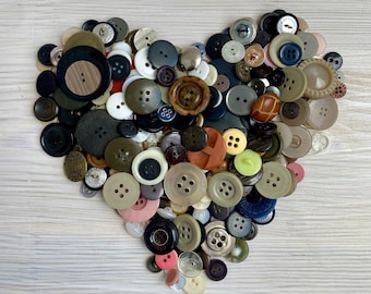 300 Vintage Sewing Buttons: Mixed Colors, Sizes, Styles