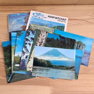Set of 10 Vintage postcards for craft Nature of Kamchatka Cards for collages Mountains Sea Old ephemera paper Ukraine seller