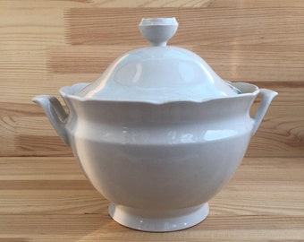 Large white porcelain tureen Ukrainian retro dishes Tableware ceramic Made in Ukraine Shabby chic dishes Ukraine seller