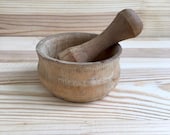 Small wooden mortar for spices and pestle Vintage grinder for spices herbs Ukrainian rustic souvenir Wood carving Kitchen decor