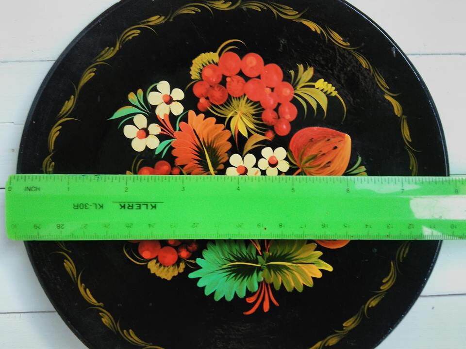 Vintage wall home decor Wooden plate decorative Floral folk Etsy