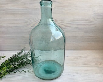 Vintage glass bottle no stopper Old large bottle Rustic glass vase Big bottle for wine Rustic decor Kitchen utensils 1960s Ukraine seller