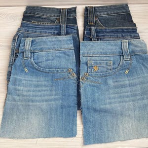 6 Inside Jeans Pockets | Denim Pocket | Fabric for Patchwork | Upcycled Denim Blocks | Jeans Quilt