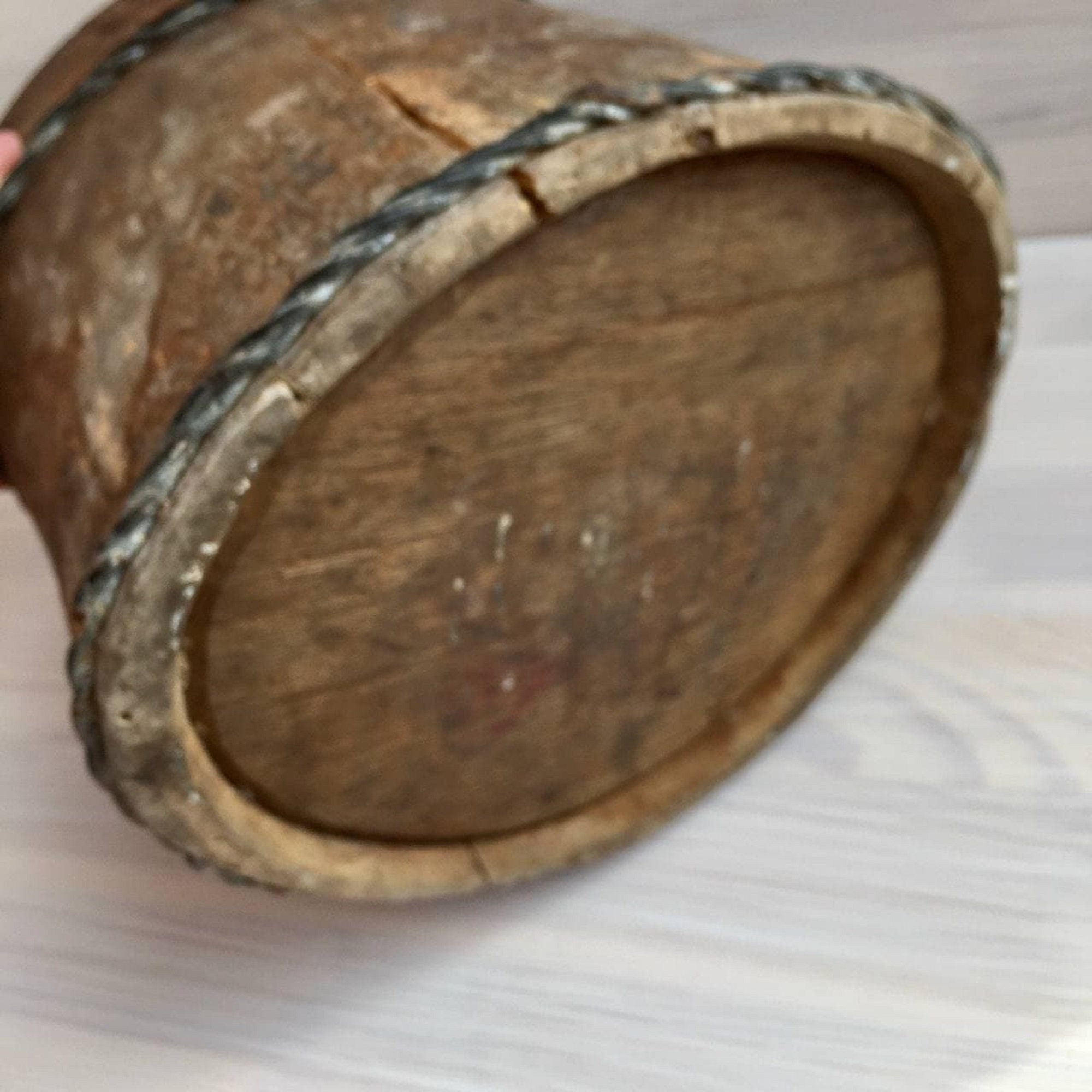 Very Old Wooden Barrel With Lid Antique Primitive Wooden Etsy