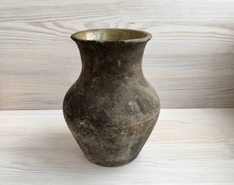 Zeer oude terracotta aardewerk kruik Vintage aardewerk Oude vaas Rustieke folk pot Keramische werper Landelijk verbrande klei kruik Oekraïne verkoper