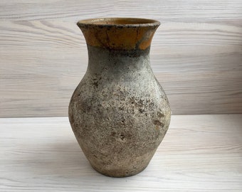 Vintage Terracotta Brown Pottery Crock | Ceramic pottery| Ukrainian Ancient Vase | Rustic Folk Pot | Pitcher Rural | Burnt Clay Jug