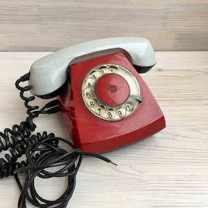Vintage Red Rotary Phone | Working Classic Desk Phone | Old Dial European Telephone | Landline Phone | Retro Home | Office Decor