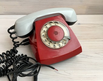 Vintage Red Rotary Phone | Working Classic Desk Phone | Old Dial European Telephone | Landline Phone | Retro Home | Office Decor
