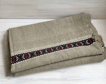 Antique Homespun Linen Grain Sack Fabric | Hand-Embroidered Ukrainian Cloth