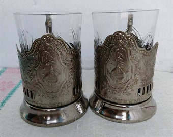 German silver cup holder Set of 2 Cupronickel cup holder Tea glass holders Tea cup holders Rare holder Kitchen décor Ukraine shop