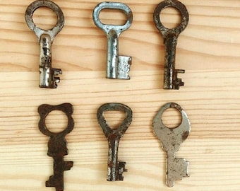 Juego de 6 llaves antiguas oxidadas: decoración steampunk (de 5 a 5,8 cm)