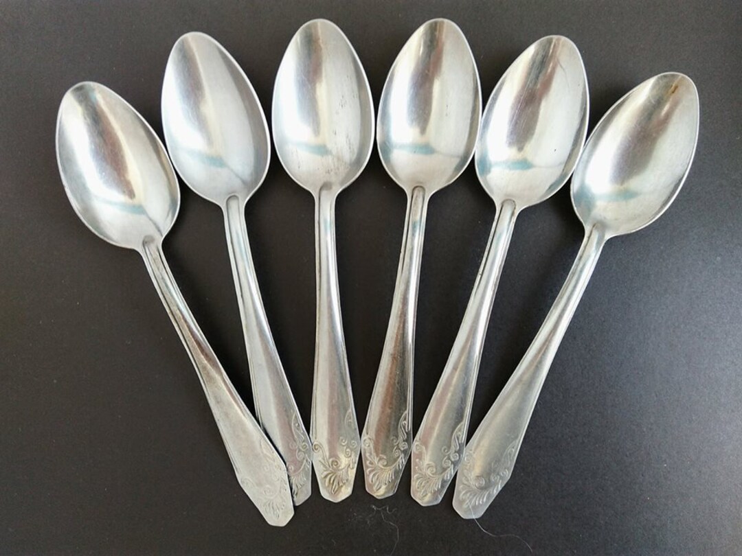 ヴィンテージシルバートーンティースプーン6本セット – ミッド
