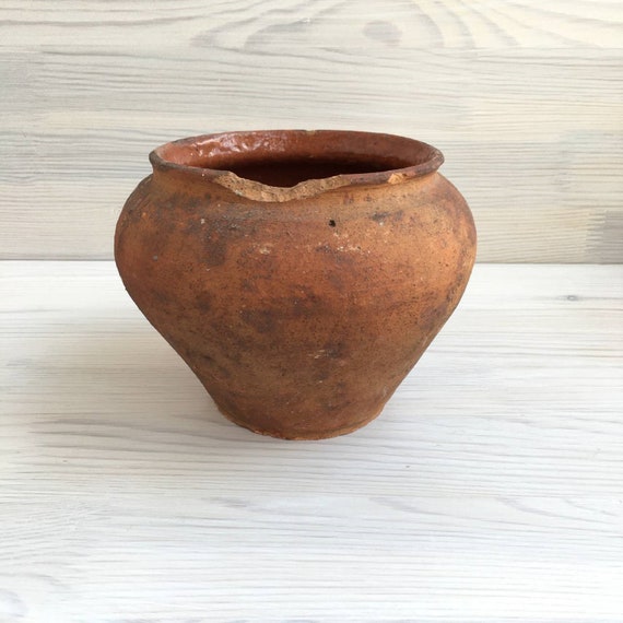 Vintage Clay Pot for Plant Antique Pottery Old Clay Bowl Etsy