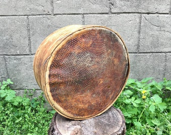 Antique rustic sieve Large wood sieve Old flour sieve Farm primitive decor Country utensils Vintage colander Vintage strainer Ukraine seller