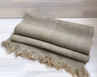 Vintage Homespun Linen Fabric: Antique Hand Loomed Cloth (2.5 x 0.8 Yards)