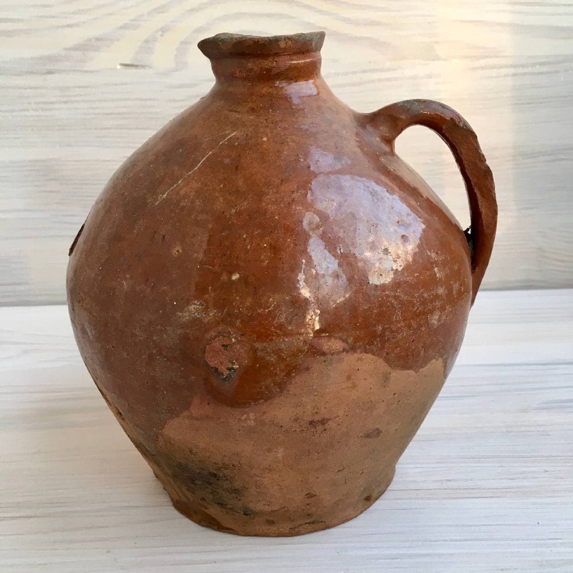 Vintage terracotta brown pottery crock for wine Antique Etsy