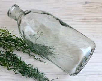 Old large bottle Vintage glass bottle no stopper Rustic glass vase Big bottle for wine Rustic decor Kitchen utensils 1960s Ukraine seller