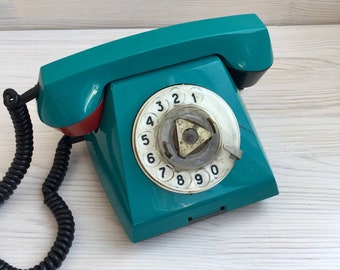 Phone disk,bells,ringer parts Vintage green rotary phone Old desk phone European retro phone Home and office decor Vintage gadget Ukraine