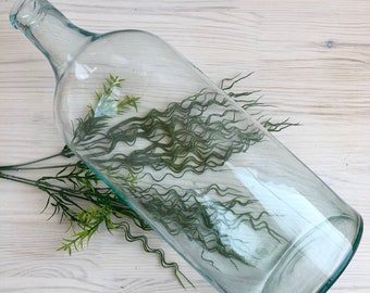 Vintage Hand-Blown Glass Demijohn – 14.5" Aqua Tint Floor Vase