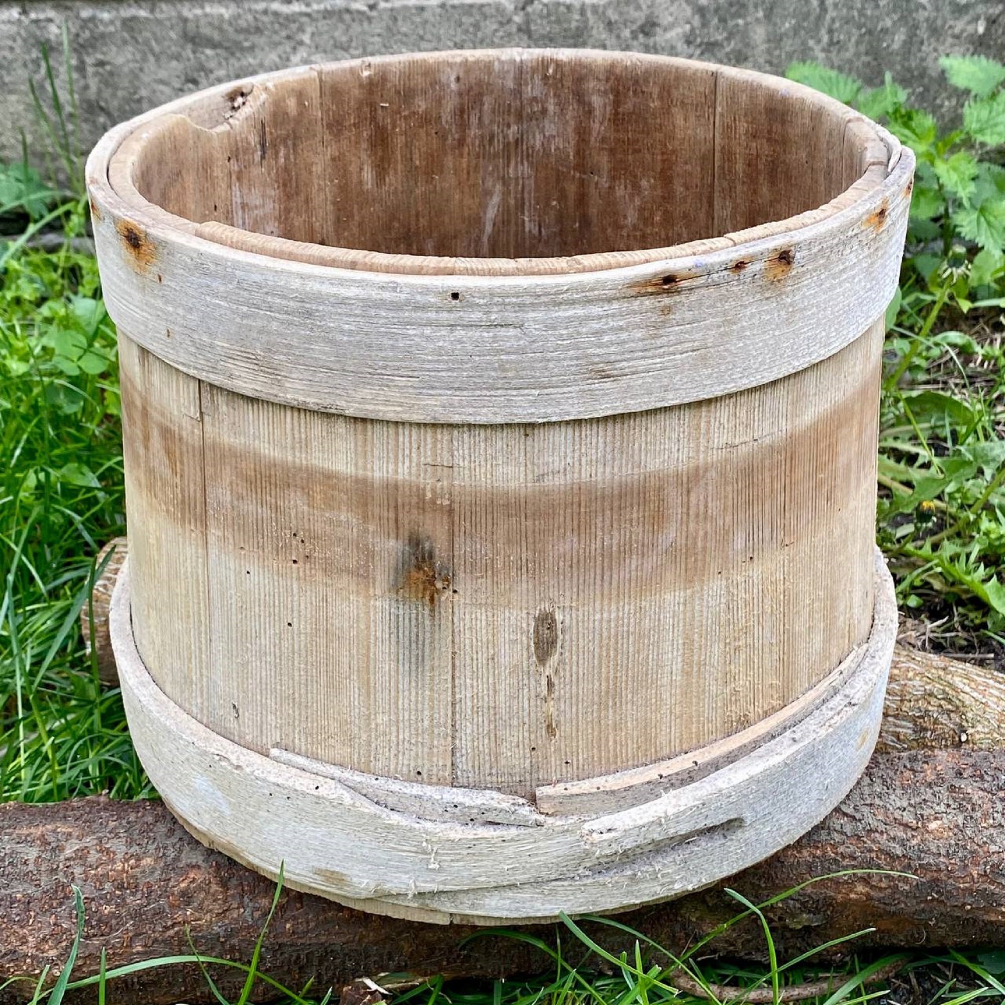 Vintage Wooden Bucket Rustic Farmhouse Decor - Primitive Wooden Pail ...