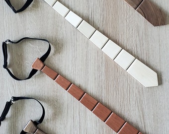 Wooden Tie with Leather back - Featured on Kickstarter - Fashionable & Stylish Accessory for Men