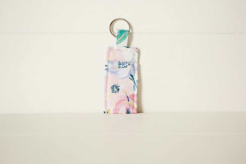 Gold Floral Chapstick Holder Key Chain Lip Balm Holder Key Chain for Women Fabric Chapstick Holder Chapstick Pouch Key Ring