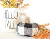 Black and White Buffalo Check Stuffed Pumpkin, Fall Decor, Stuffed Fabric Pumpkins, Autumn Decor, Thanksgiving Decor, Autumn Pumpkins