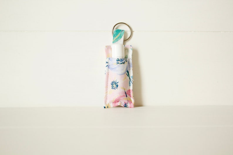 Gold Floral Chapstick Holder Key Chain Lip Balm Holder Key Chain for Women Fabric Chapstick Holder Chapstick Pouch Key Ring