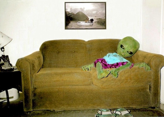 Couch Potato Alien In Roswell New Mexico Relaxing On Sofa Etsy