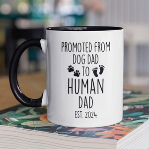 Promoted From Dog Dad Mug - Pregnancy Announcement Gift for Husband