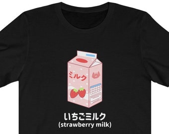 Harajuku Style Tee Kawaii Japan T Shirt Strawberry Milk T-Shirt