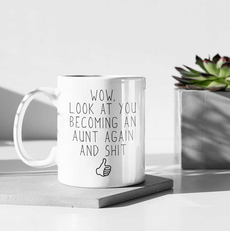 Funny Aunt Again Mug: Pregnancy Announcement Gift image 3