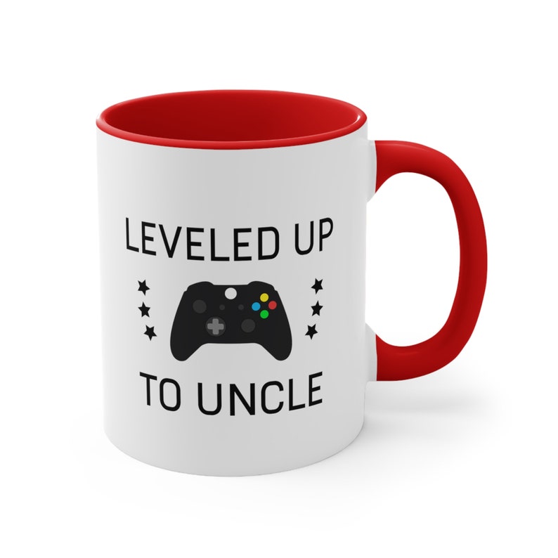 Leveled Up To Uncle Mug New Uncle Gift Uncle To Be Funny Uncle Pregnancy Announcement New Uncle Mug Uncle Announcement Reveal to Uncle Mug Red