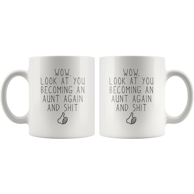 Funny Aunt Again Mug: Pregnancy Announcement Gift image 7
