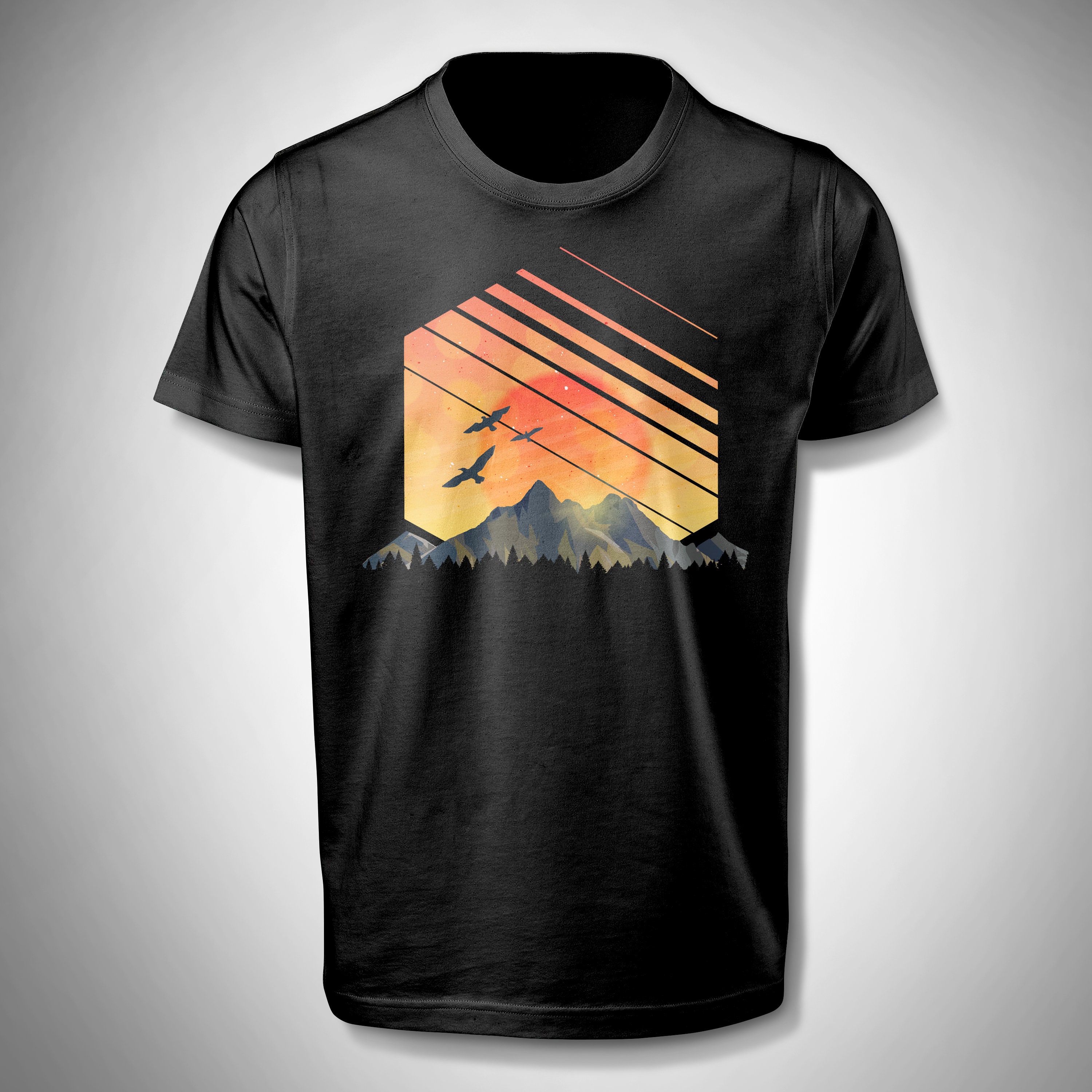 Discover Berg Wander Sonnenuntergang Sonnenaufgang Wald T-Shirt