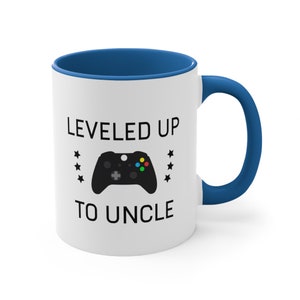 Leveled Up To Uncle Mug New Uncle Gift Uncle To Be Funny Uncle Pregnancy Announcement New Uncle Mug Uncle Announcement Reveal to Uncle Mug Blue