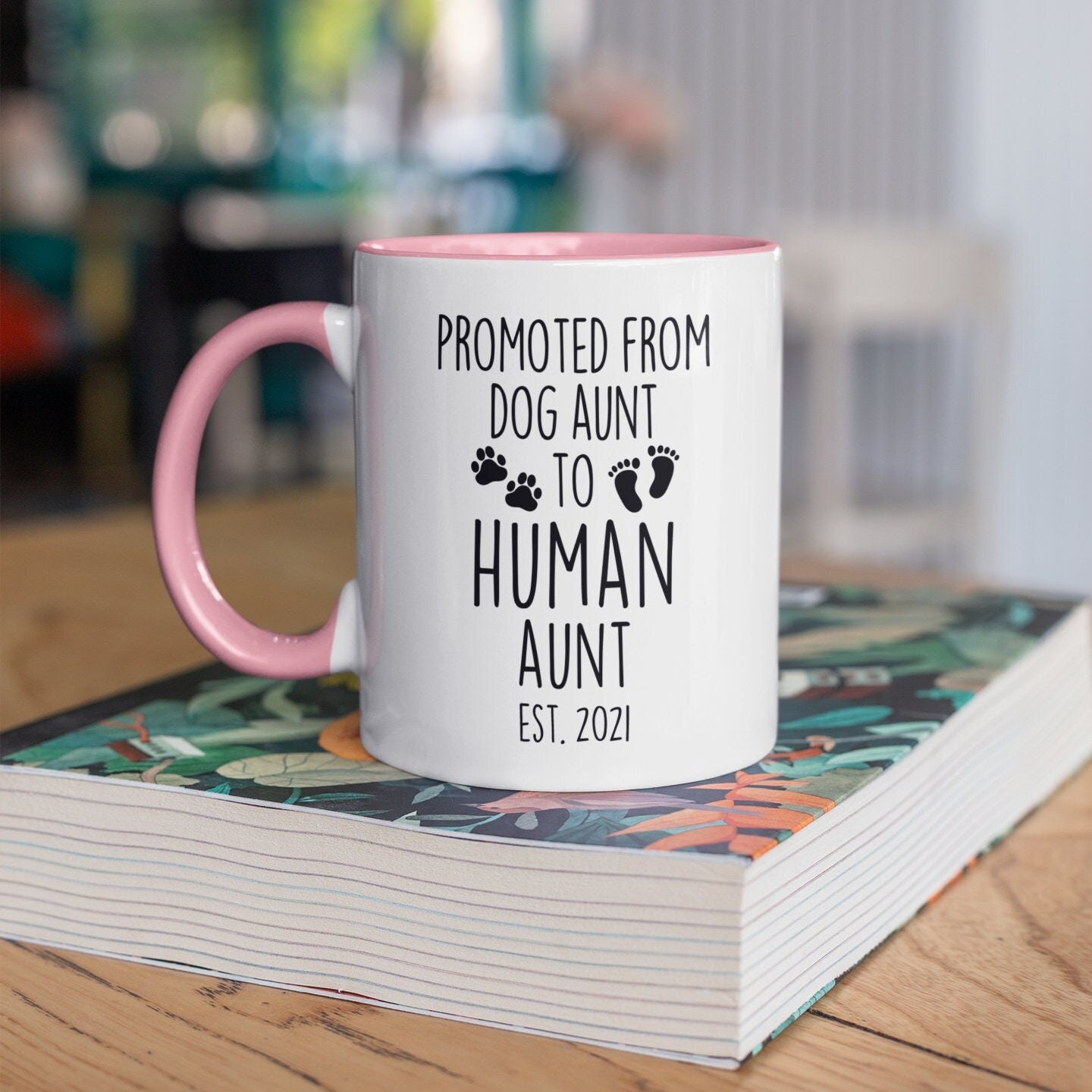 Promoted From Dog Aunt To Human Auntie Mug New Aunt Gift Baby Announcement New