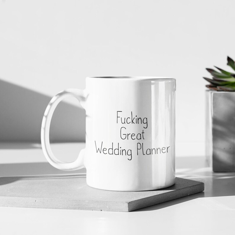 Taza para organizador de bodas: cerámica de alto brillo, impresión a doble cara imagen 2
