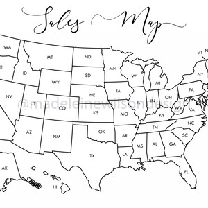 Druckbare Etsy-Verkaufskarte herunterladen | Farbe in der Karte | Ausmalbild: Umrisse der US-Bundesstaaten | Geschenk für Kleinunternehmer | Bestellungen verfolgen | Ladenbesitzer