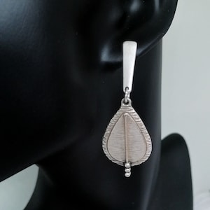 Antique Silver shield dangle earrings, long bar ethnic drop earrings, statement earrings, silver boho earrings bohemian jewelry for women