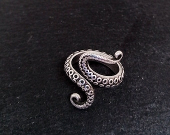 Silver Octopus ring,Adjustable tentacle ring, silver boho ring, animal ring, stackable silver ring bohemian jewelry gift for her