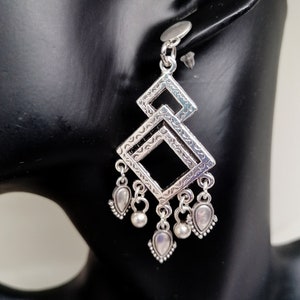 Big Antique Silver Chandelier Earrings: Boho Tribal Statement Jewelry